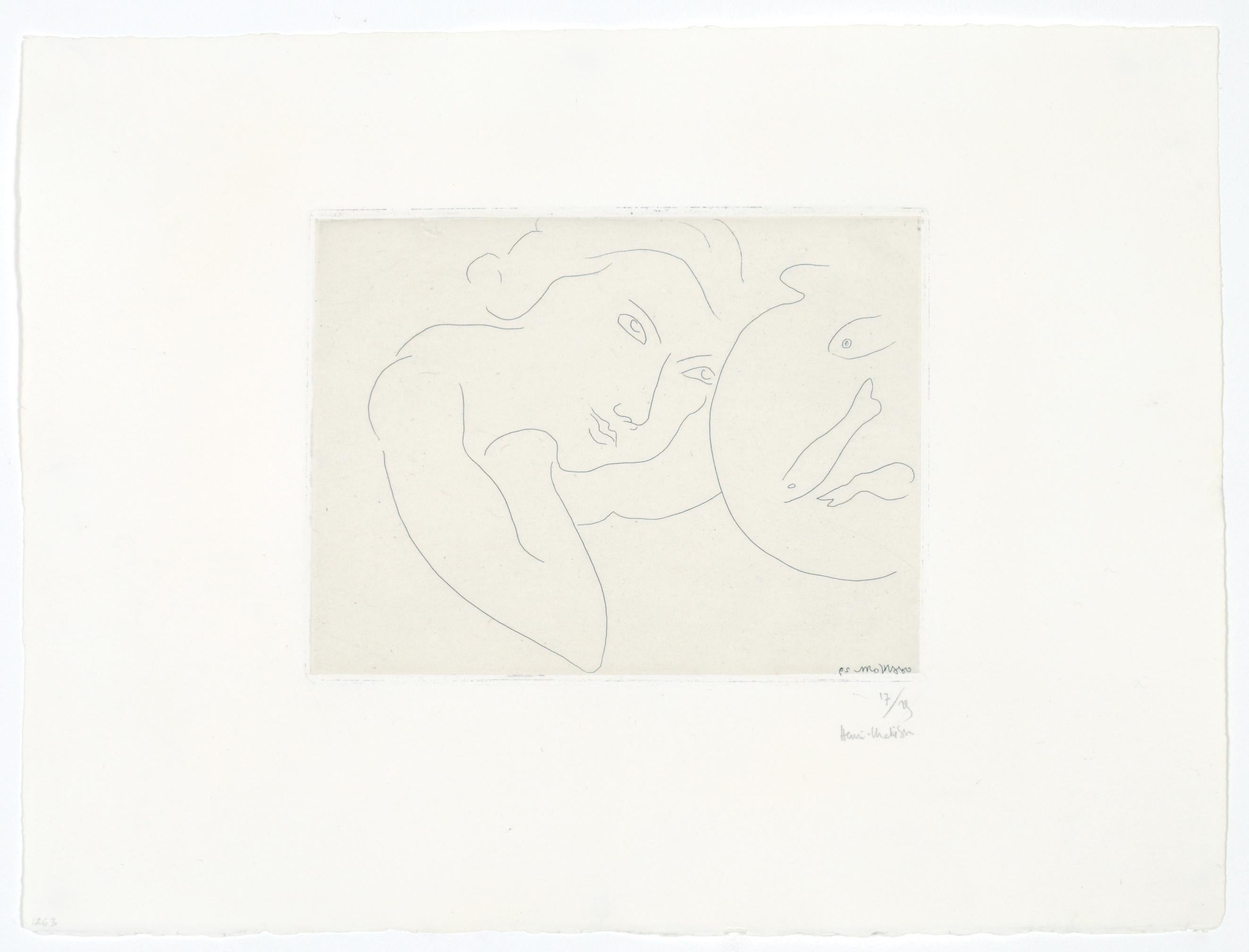 Henri Matisse Print - Tête penchée et Bocal de Poissons