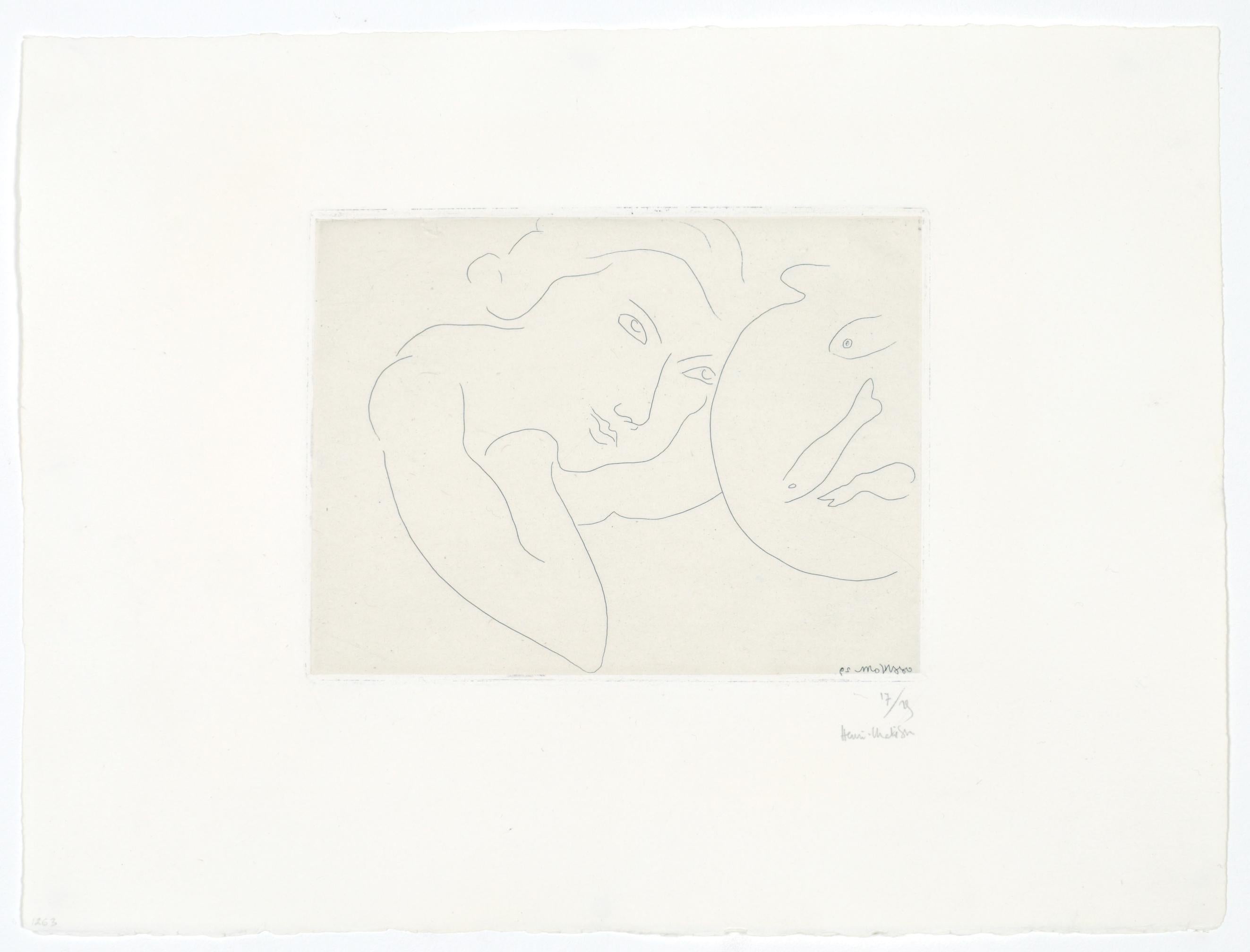 Print de Henri Matisse - Tête penchée et Bocal de Poissons