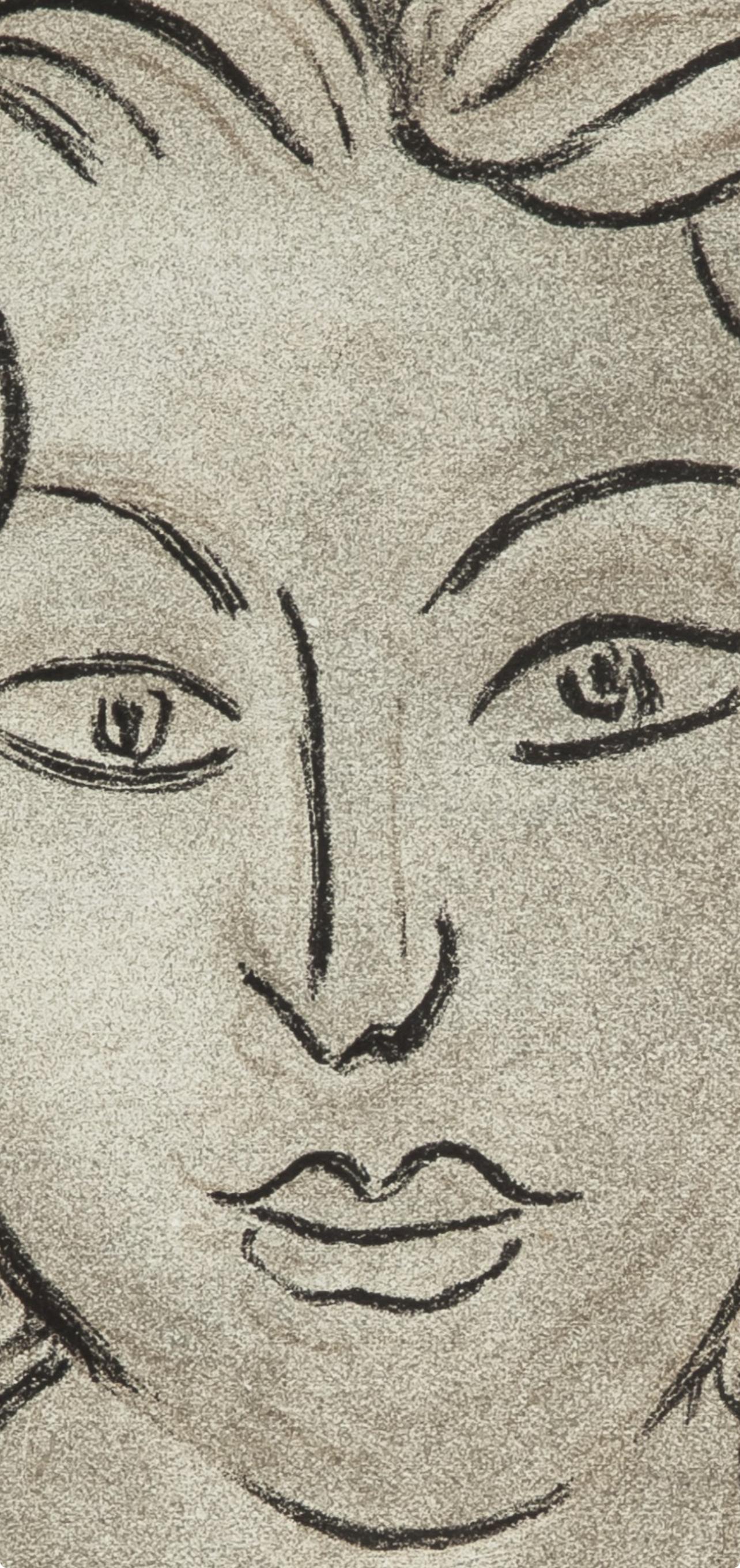 Tête, Verve: Revue Artistique et Littéraire - Beige Portrait Print by Henri Matisse