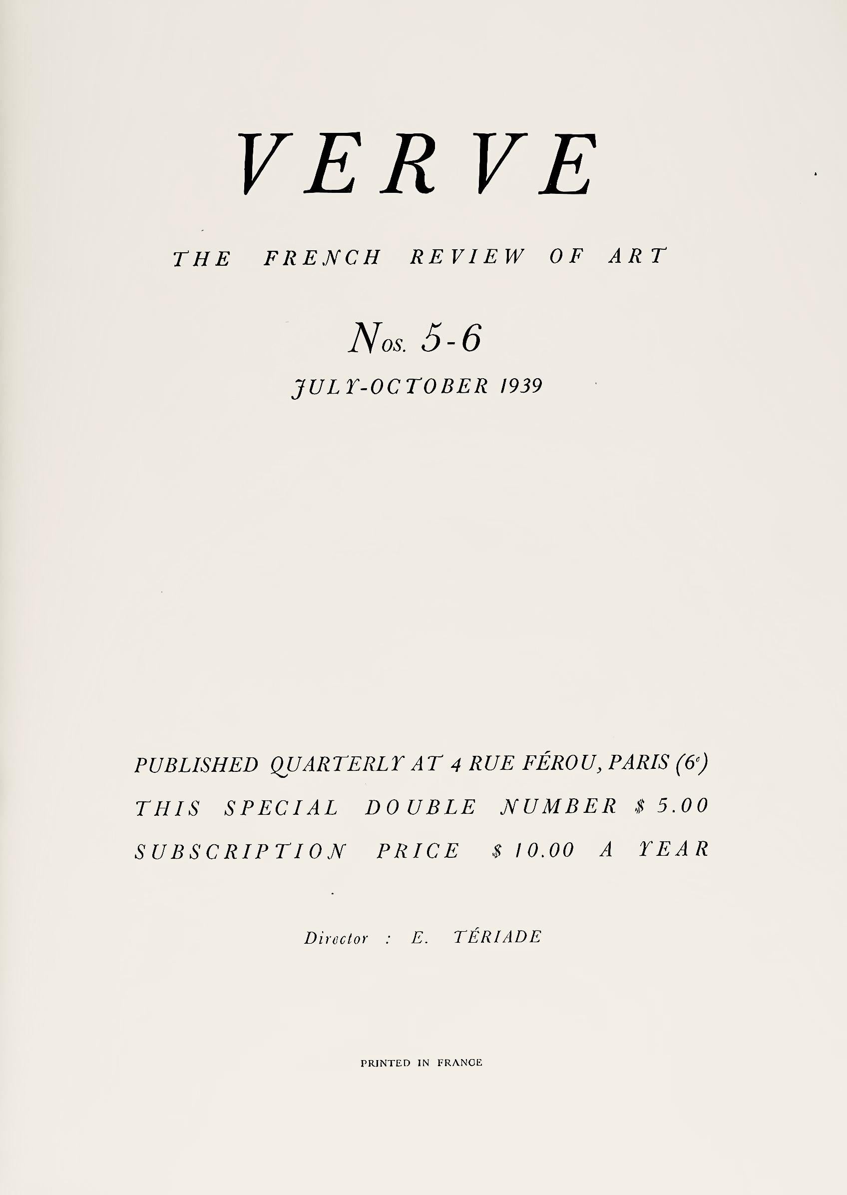 Tête, Verve: Revue Artistique et Littéraire For Sale 1