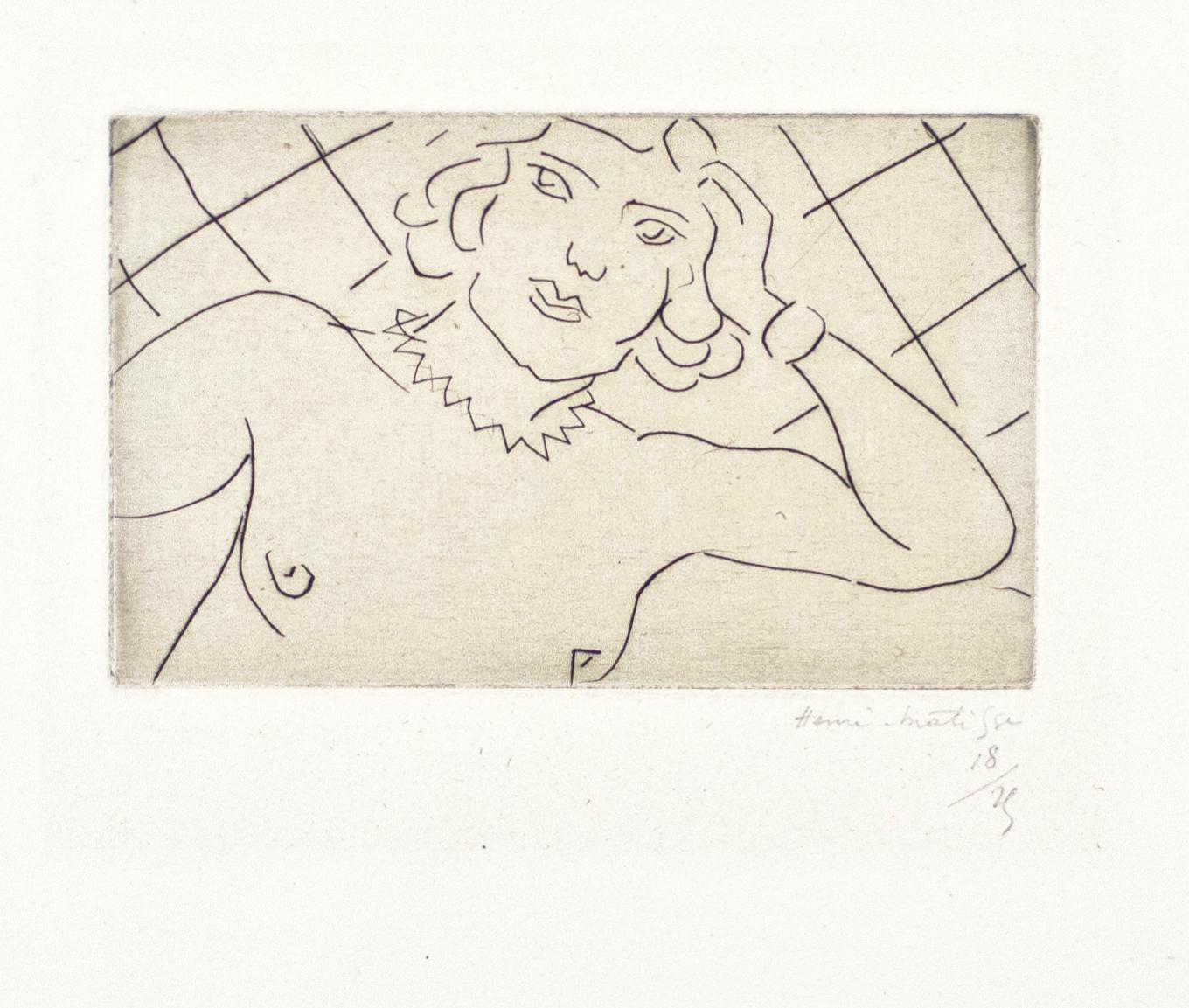 Henri Matisse Nude Print - Torse, Fond à Losanges - Drypoint on China by H. Matisse, 1929