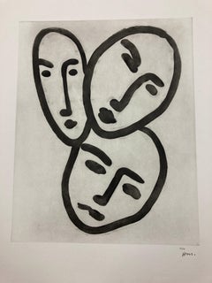 Trois Têtes; À l'amitié (Masques d'Apollinaire, Matisse et Rouveyre)
