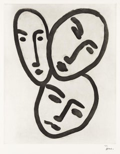 Trois Têtes; À l'amitié (Masques d'Apollinaire, Matisse et Rouveyre)