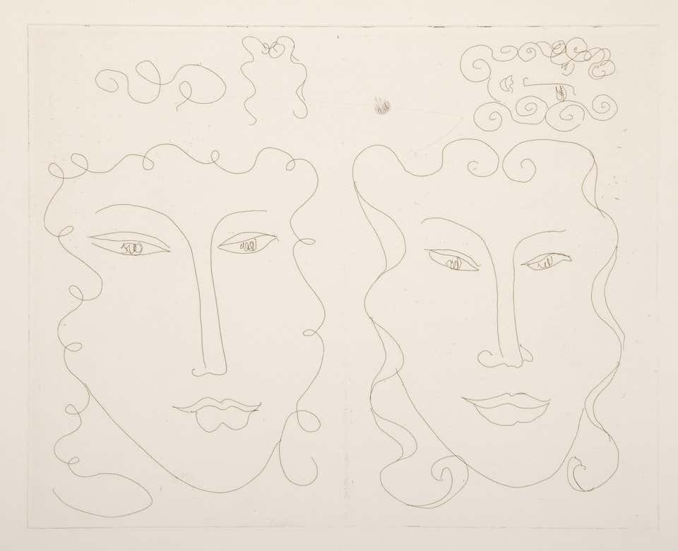 Two Faces, Etching by Henri Matisse