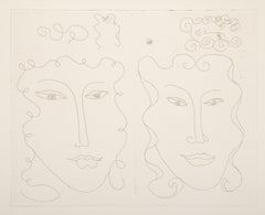 Vintage Two Faces, Etching by Henri Matisse