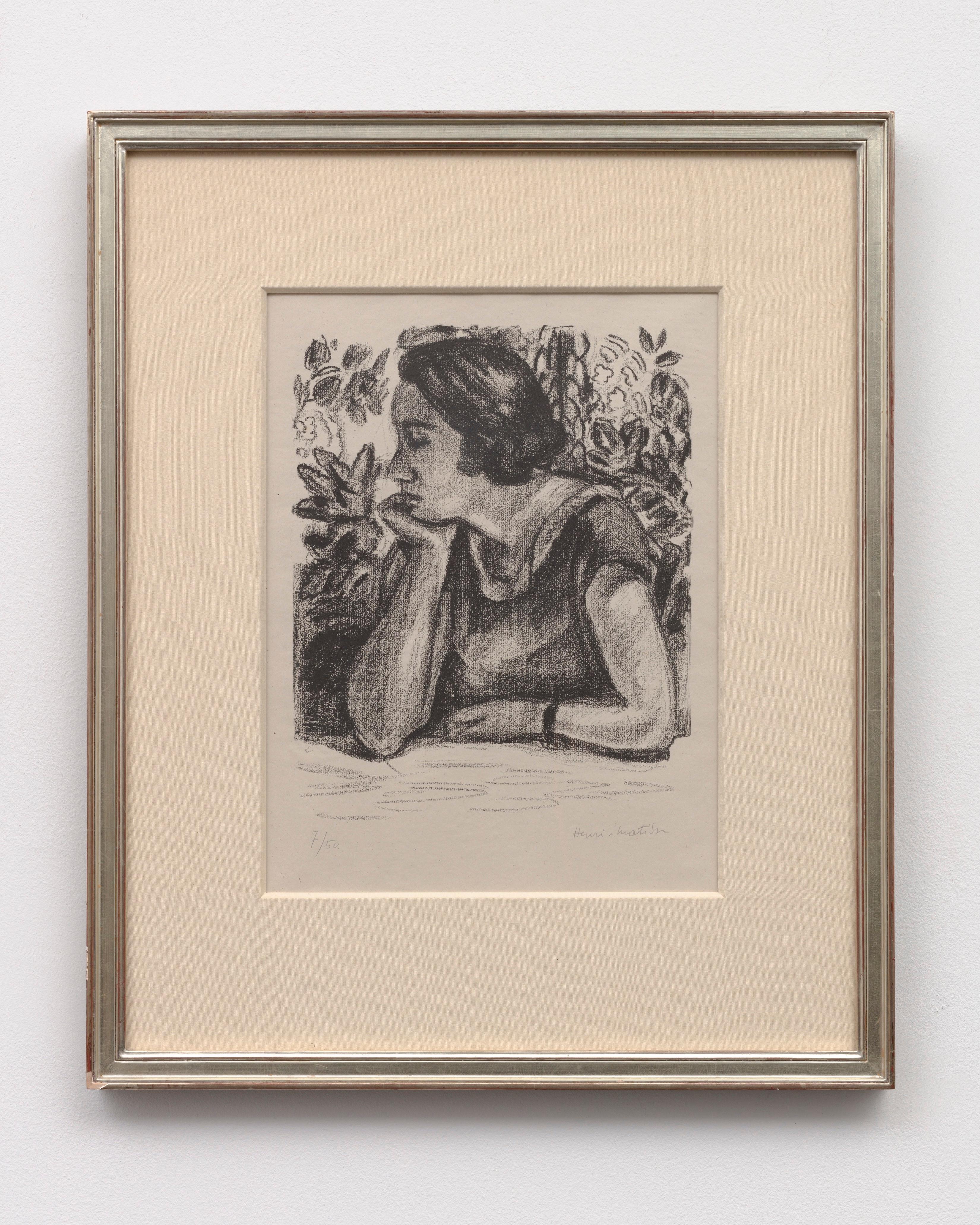 Henri Matisse Portrait Print - Visage de profil reposant sur un bras, paravent Louis XIV