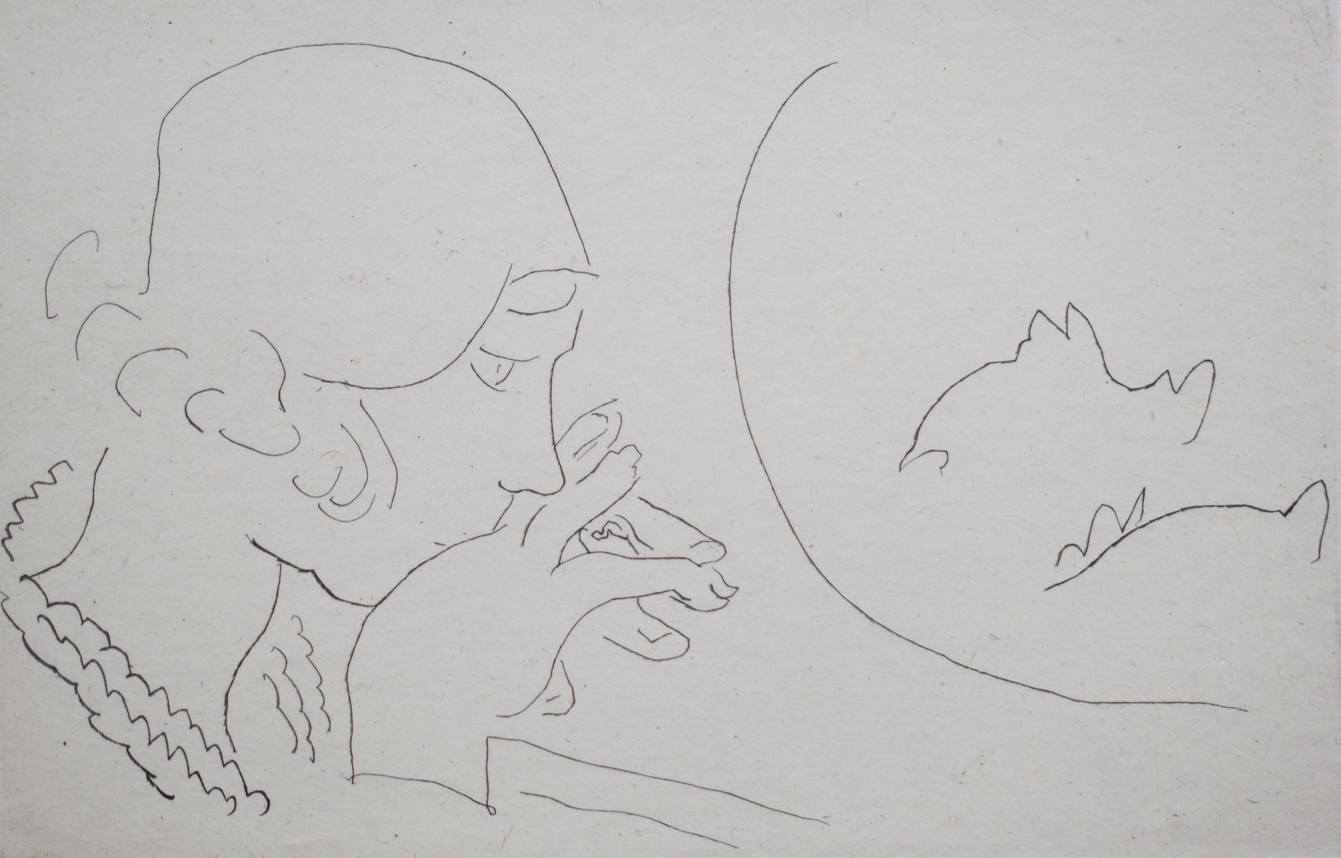 Figurative Print di Henri Matisse - Giovane donna che contempla una ciotola di pesci rossi - Edizione di 25 esemplari