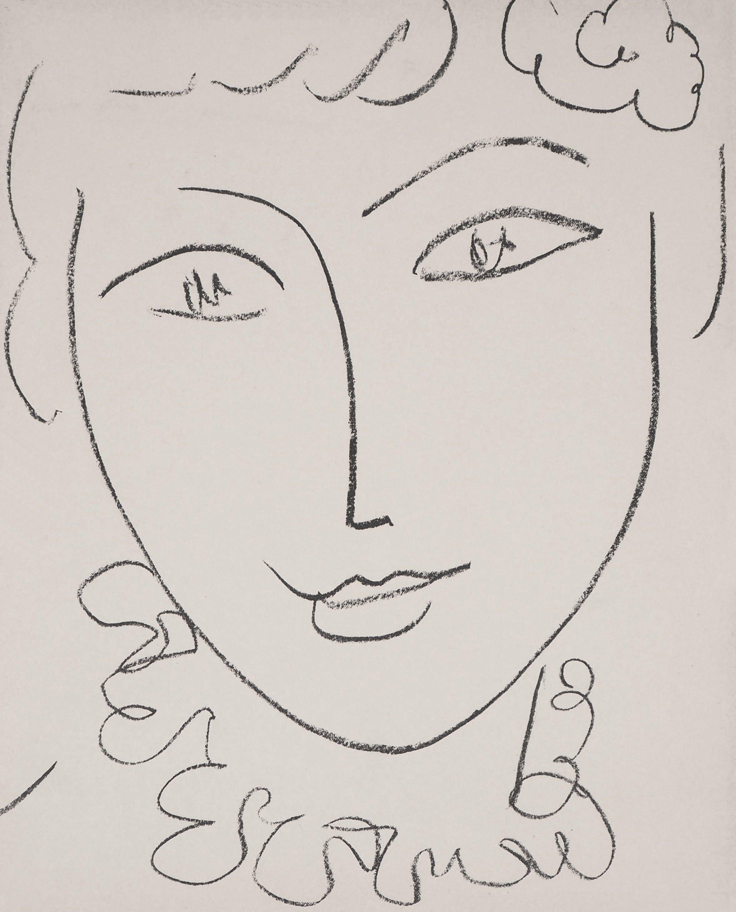 Henri Matisse Portrait Print - Young Woman (Madame de Pompadour) - Original lithograph, Mourlot 1954