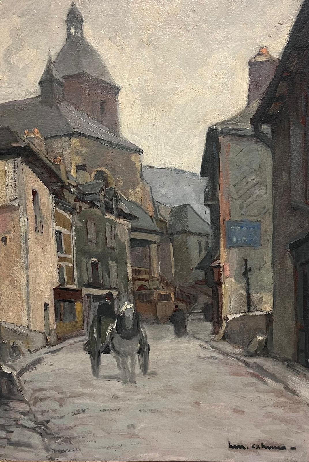 Antique French Post Impressionist Signed Oil Old Provencal Village Street - Painting by Henri Maurice CAHOURS