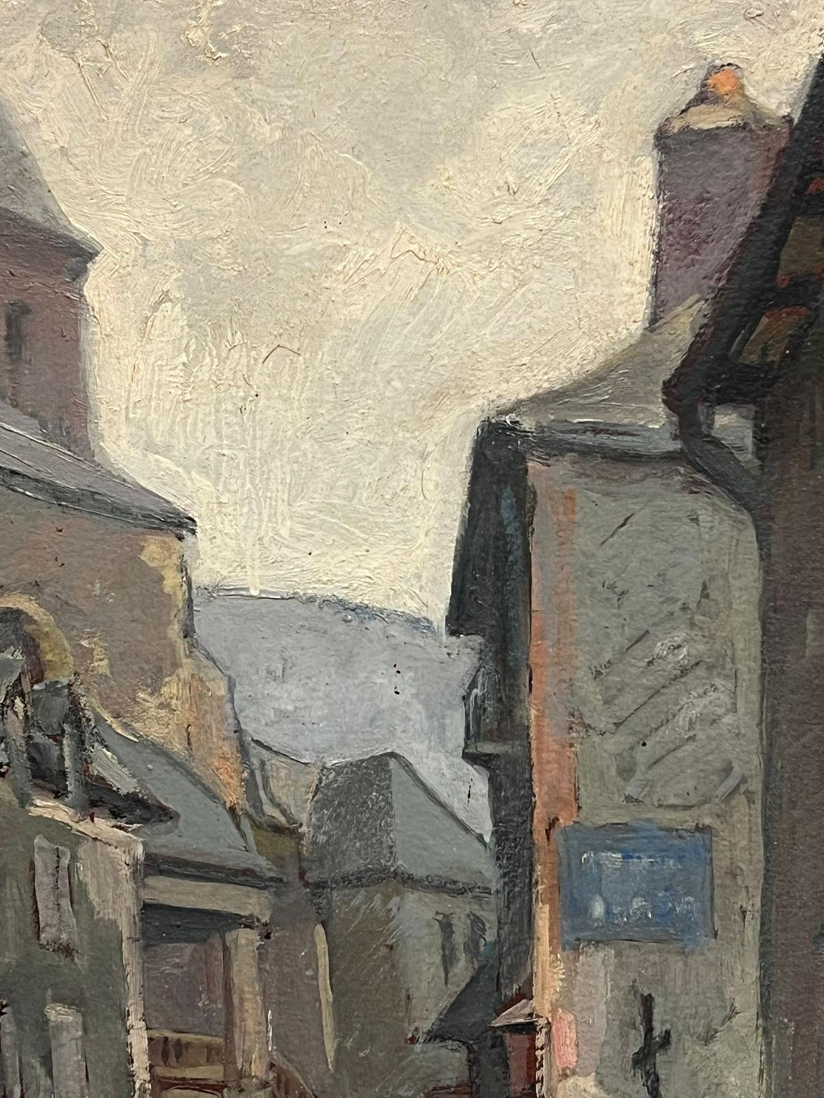 Antique French Post Impressionist Signed Oil Old Provencal Village Street For Sale 1