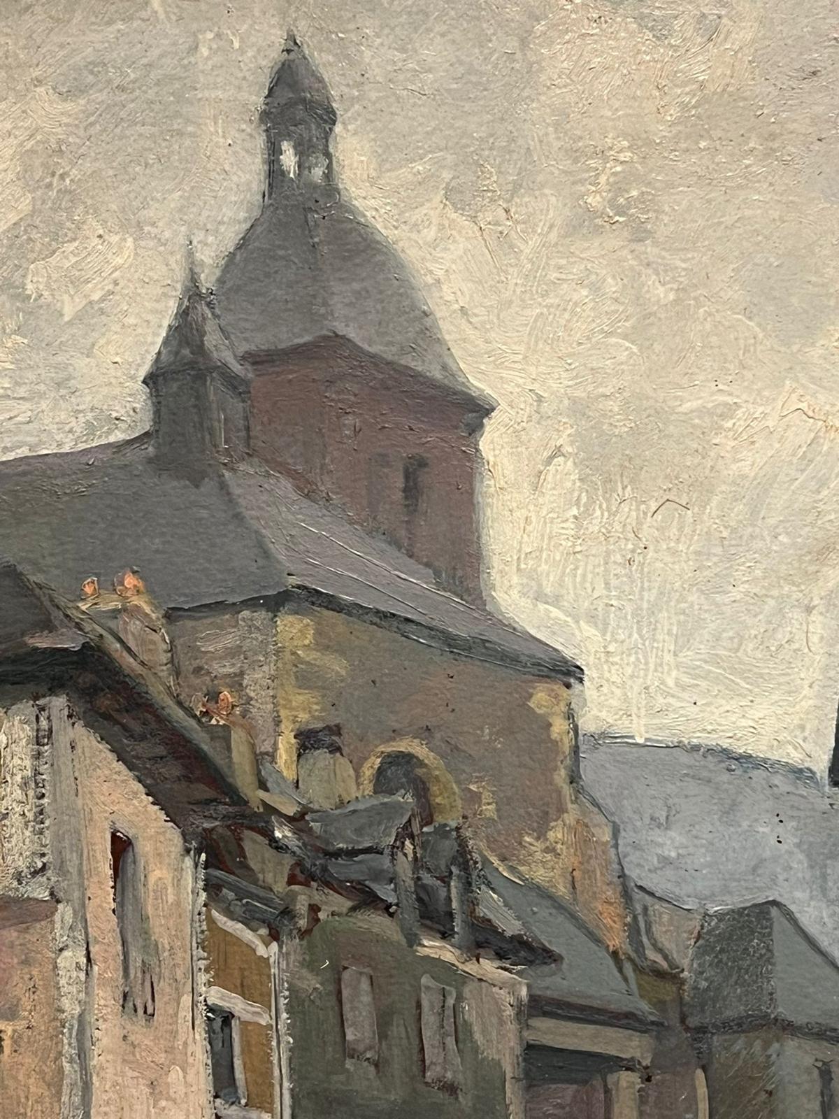 Antique French Post Impressionist Signed Oil Old Provencal Village Street For Sale 4