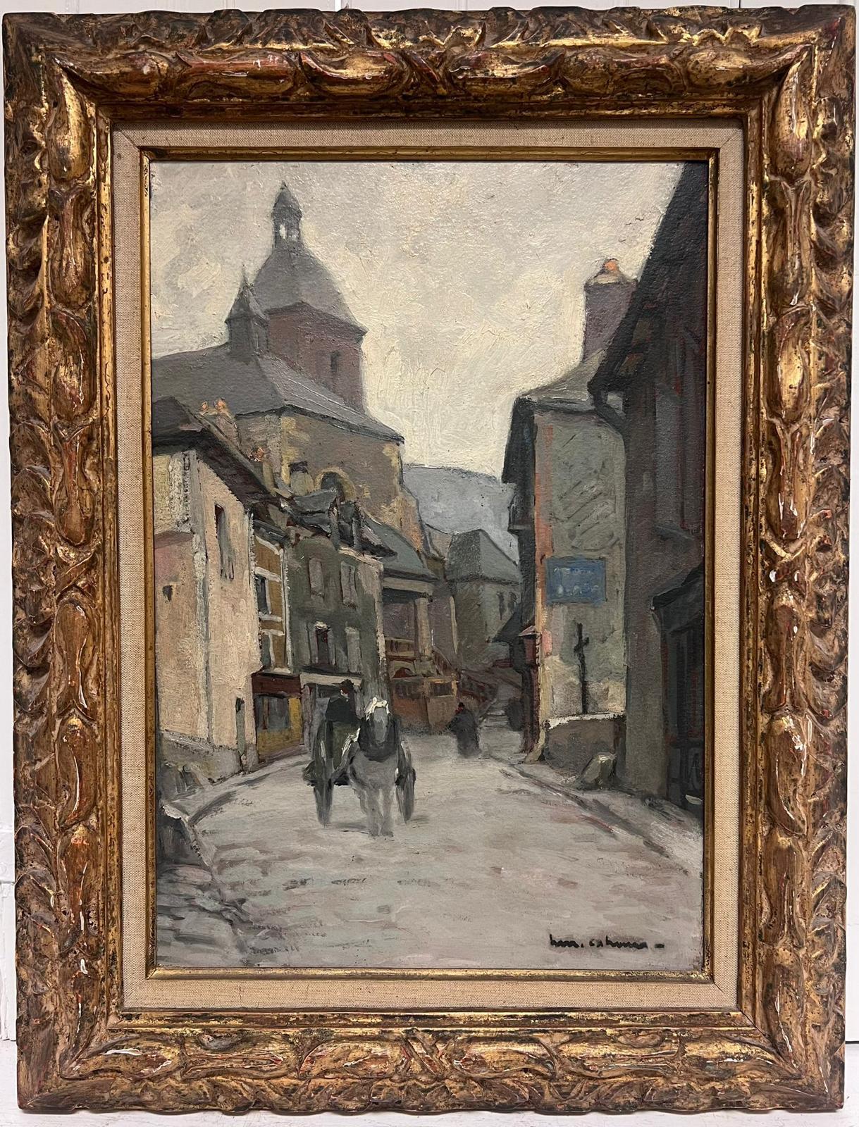 Henri Maurice CAHOURS Landscape Painting - Antique French Post Impressionist Signed Oil Old Provencal Village Street