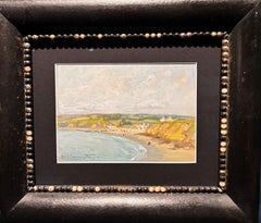 "baia della Francia del nord" Olio  cm 21 x 15  1910 ca