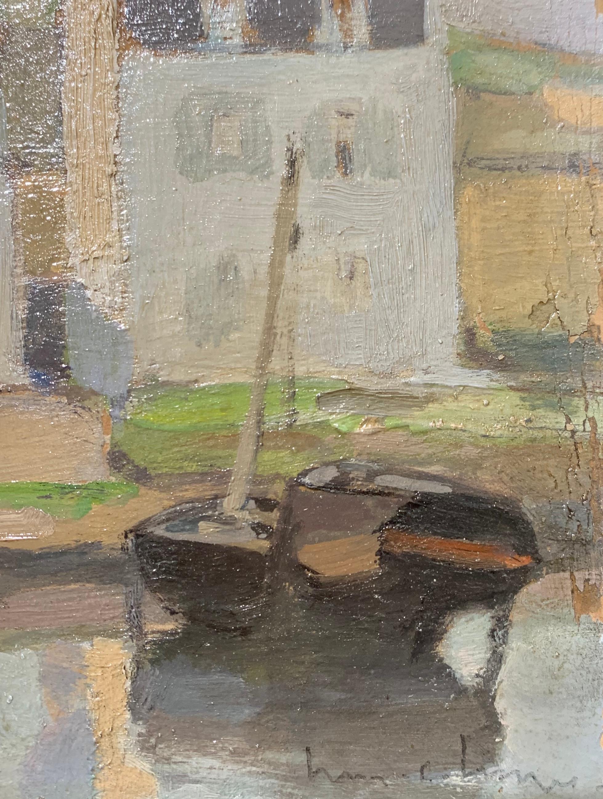«uarnenez », France, huile cm. 20 x 14 1930  - Impressionnisme Painting par Henri Maurice CAHOURS