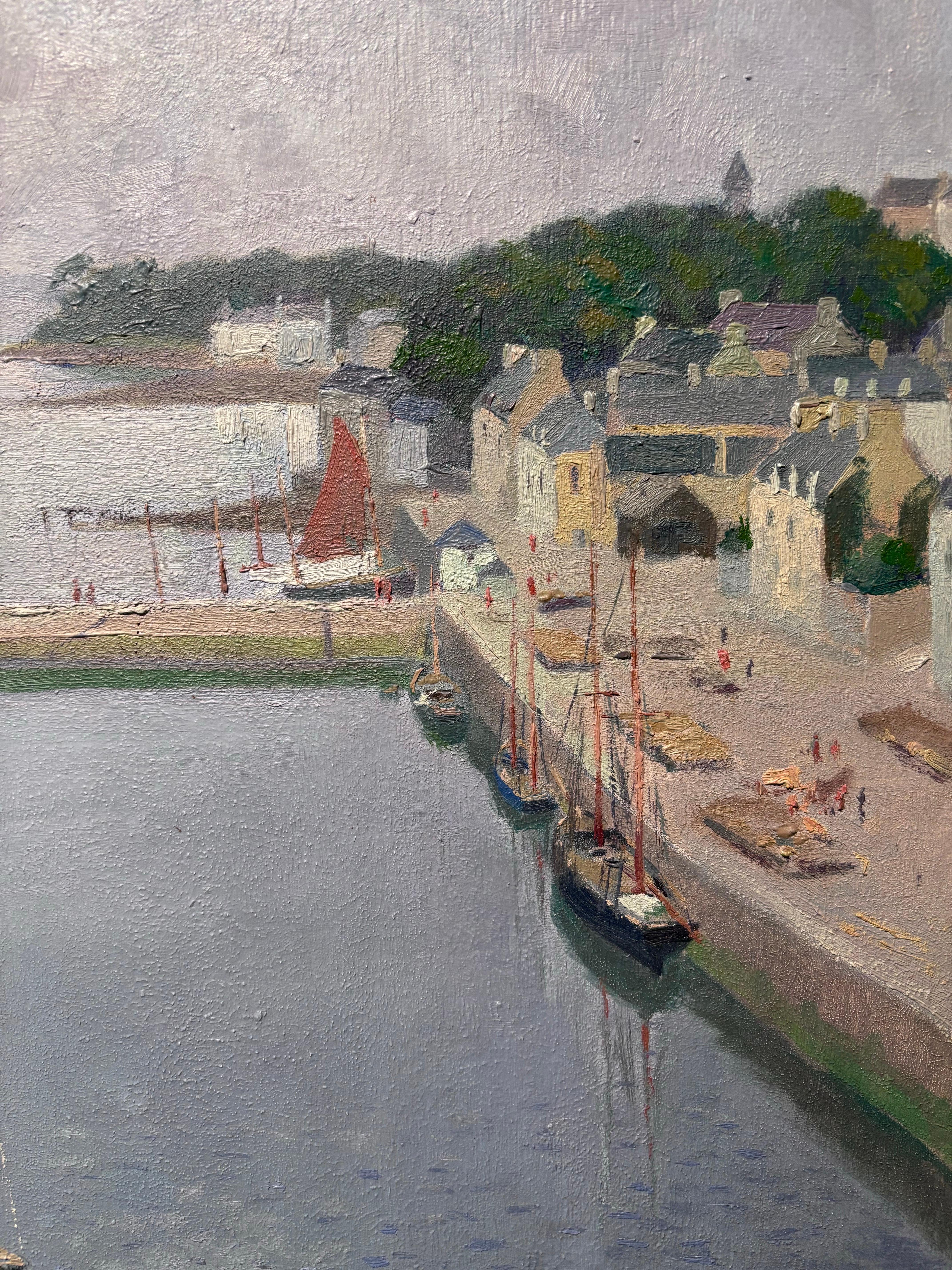 Paesaggio francese, Oceano, Francia, grigio, blu, azzurro barca a vela 

Firmato in basso a destra

Henry Maurice CAHOURS (Parigi, 1889 – Vence, 1974)

Nacque a Parigi, ma trascorse l'infanzia e l'adolescenza ad Amiens, dove frequentò l'Accademia di