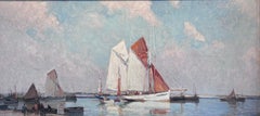 "Vele in porto " Bretagna olio su tavola cm. 106 x 50  1930