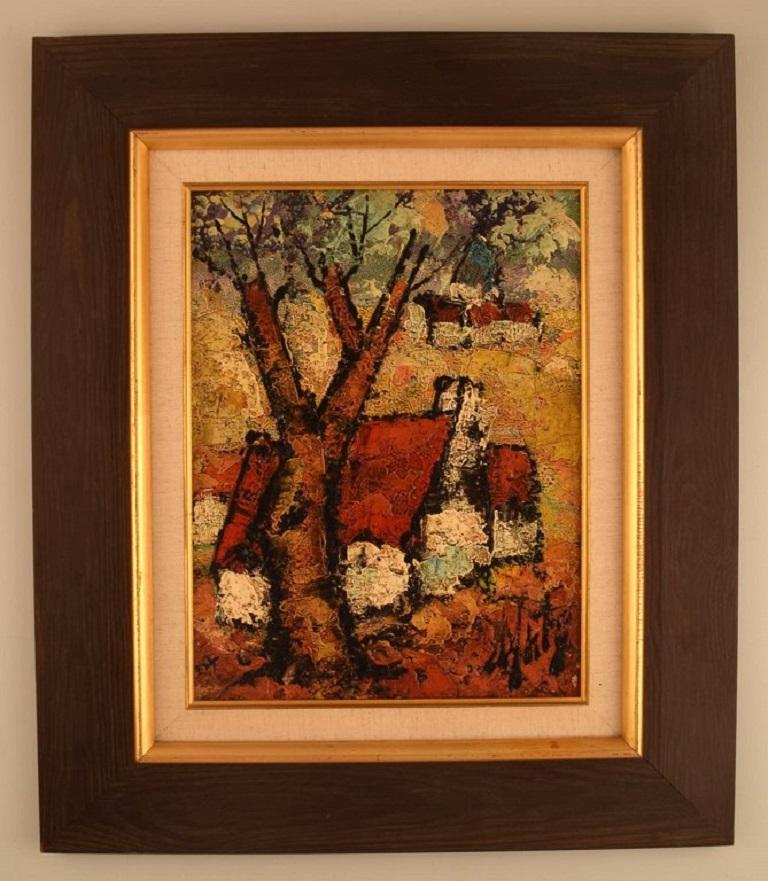 Henri Maurice D'ANTY (1910-1998). Öl auf Leinwand. 
Expressionistische Landschaft. Häuser mit roten Dächern. 1960s.
Die Leinwand misst: 34 x 26 cm.
Der Rahmen misst: 11 cm.
In ausgezeichnetem Zustand.
Unterschrieben.