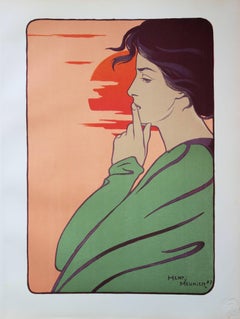 Meditating Sunset : Silence Time – Originallithographie, 1897