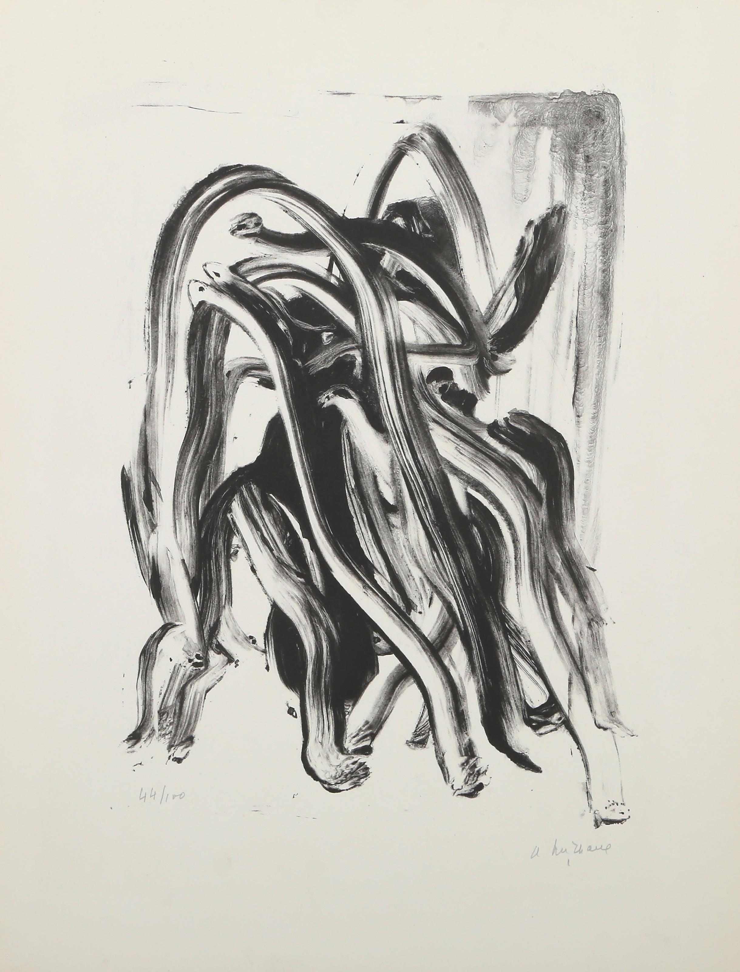 Abstract Composition, Abstract Expressionist Lithograph by Henri Michaux For Sale 1