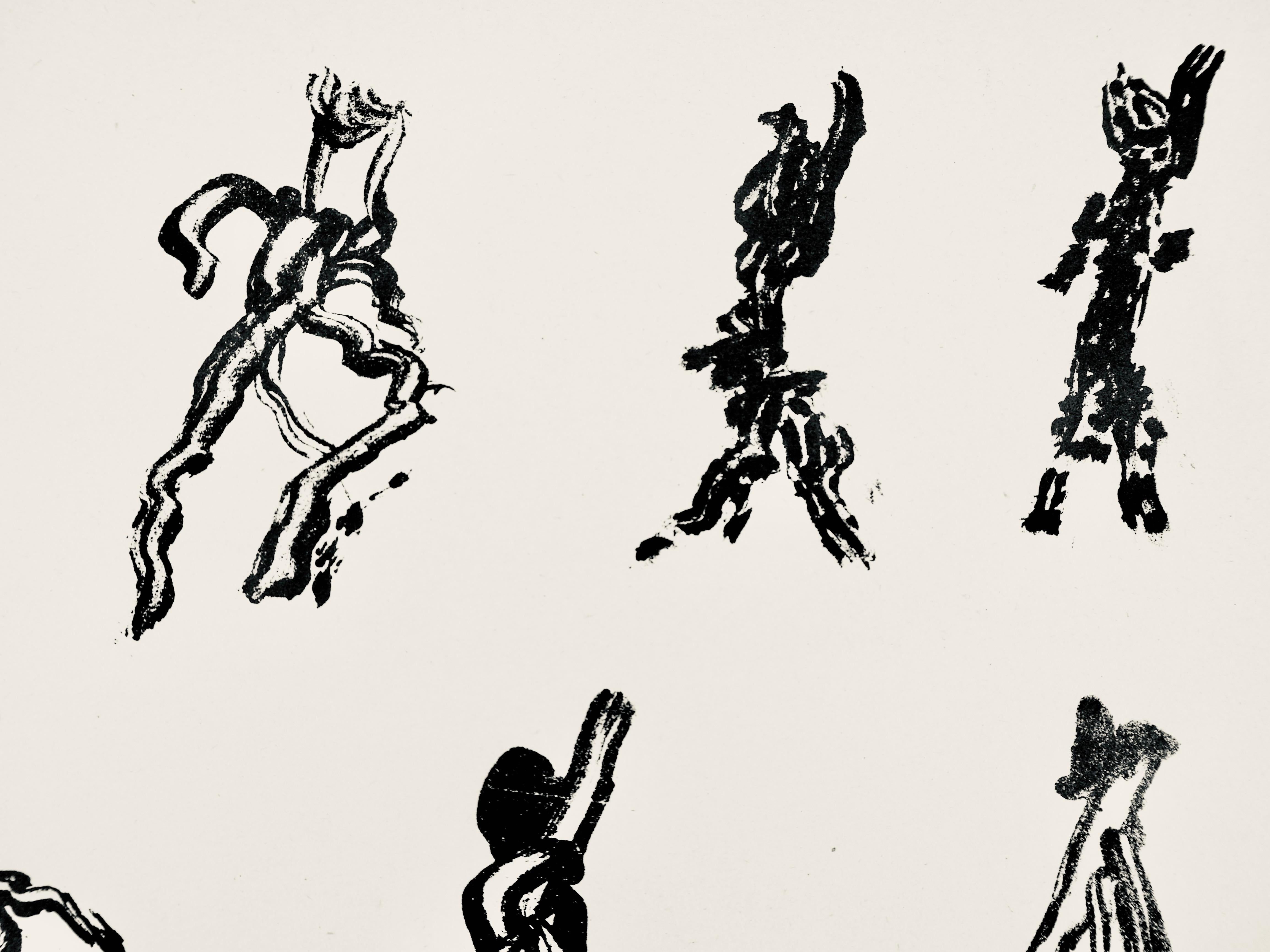 Composición (Mason 21), Société internationale d'art XXe siècle - Landscape Print Blanco de Henri Michaux