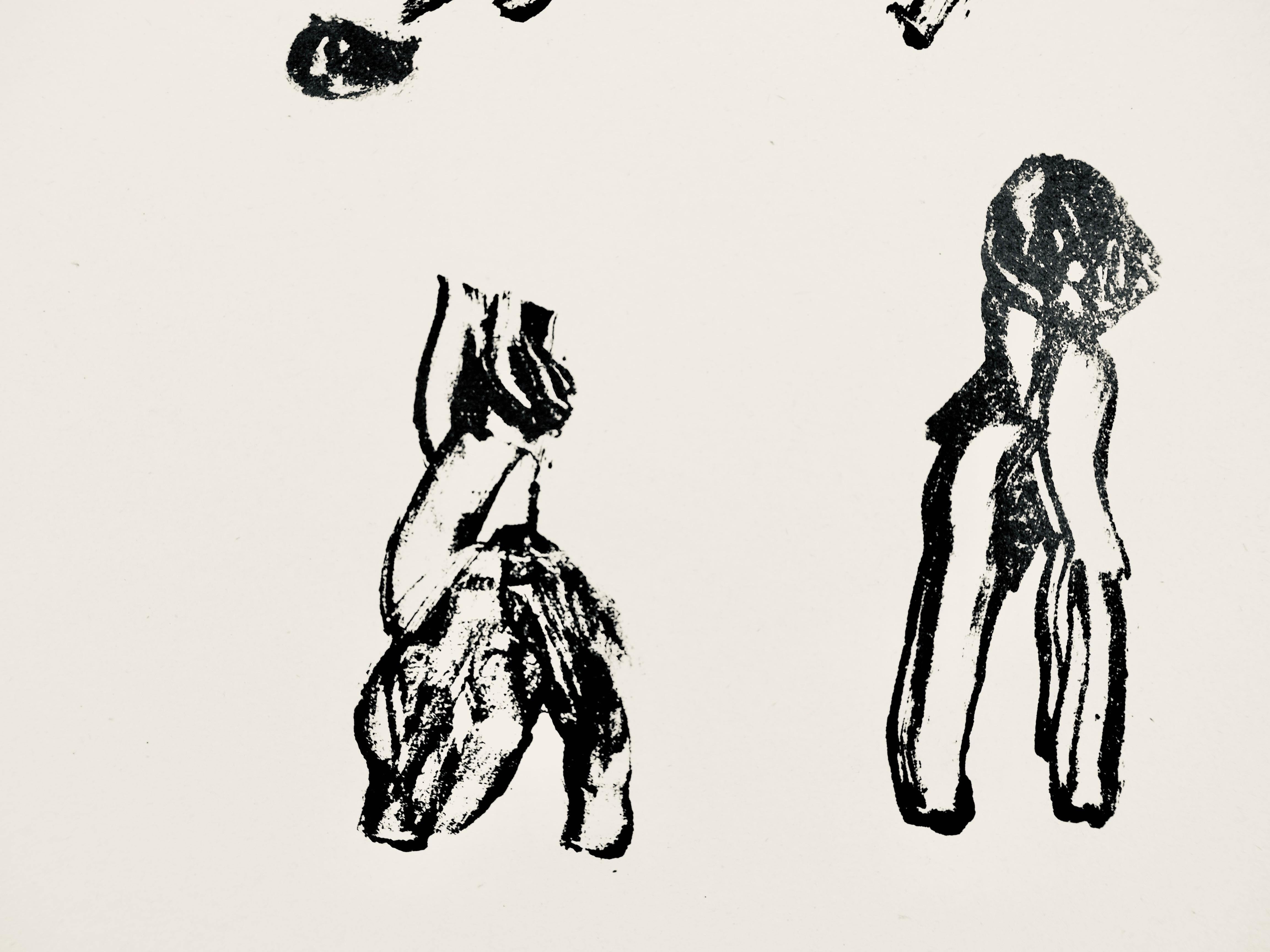 Litografía sobre papel vélin. Tamaño del papel: 12,4 x 9,65 pulgadas. Inscripción: Sin firmar y sin numerar, tal como se emitió. Referencias del catálogo razonado: Mason, Rainer Michael, et al. Henri Michaux, Les Estampes, 1948-1984: Catálogo