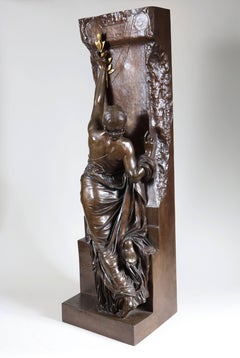 Statue en bronze « La Jeunesse » d'Henri Michel Chapu par Barbedienne  H 46,5 pouces