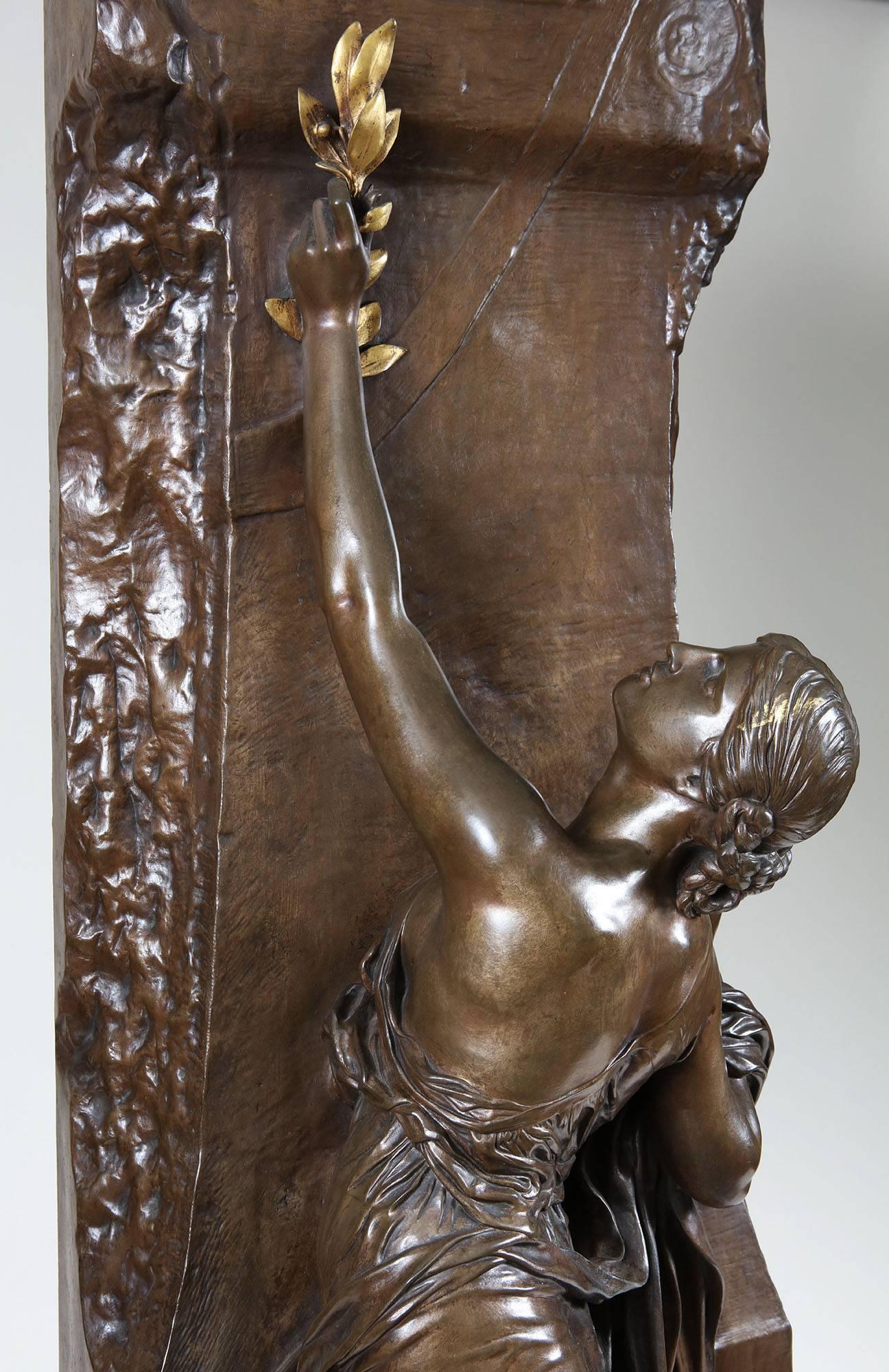 XIXe siècle Statue en bronze « La Jeunesse » d'Henri Michel Chapu par Barbedienne en vente