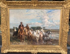 Gardians In Camargue, Oil On Canvas Signed Henri Emilien Rousseau, 1924