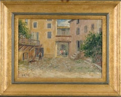 Small town in the South of France, original oil on wood by French impressionist