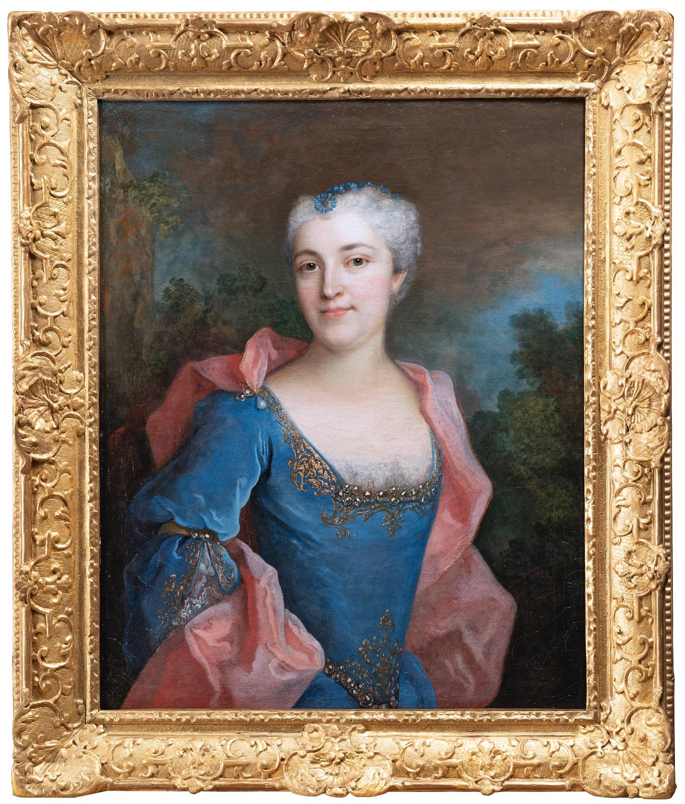 Henri Millot Portrait Painting - 18th c. French Portrait of Louise Dorothea von Hoffman, signed H. Millot, 1724