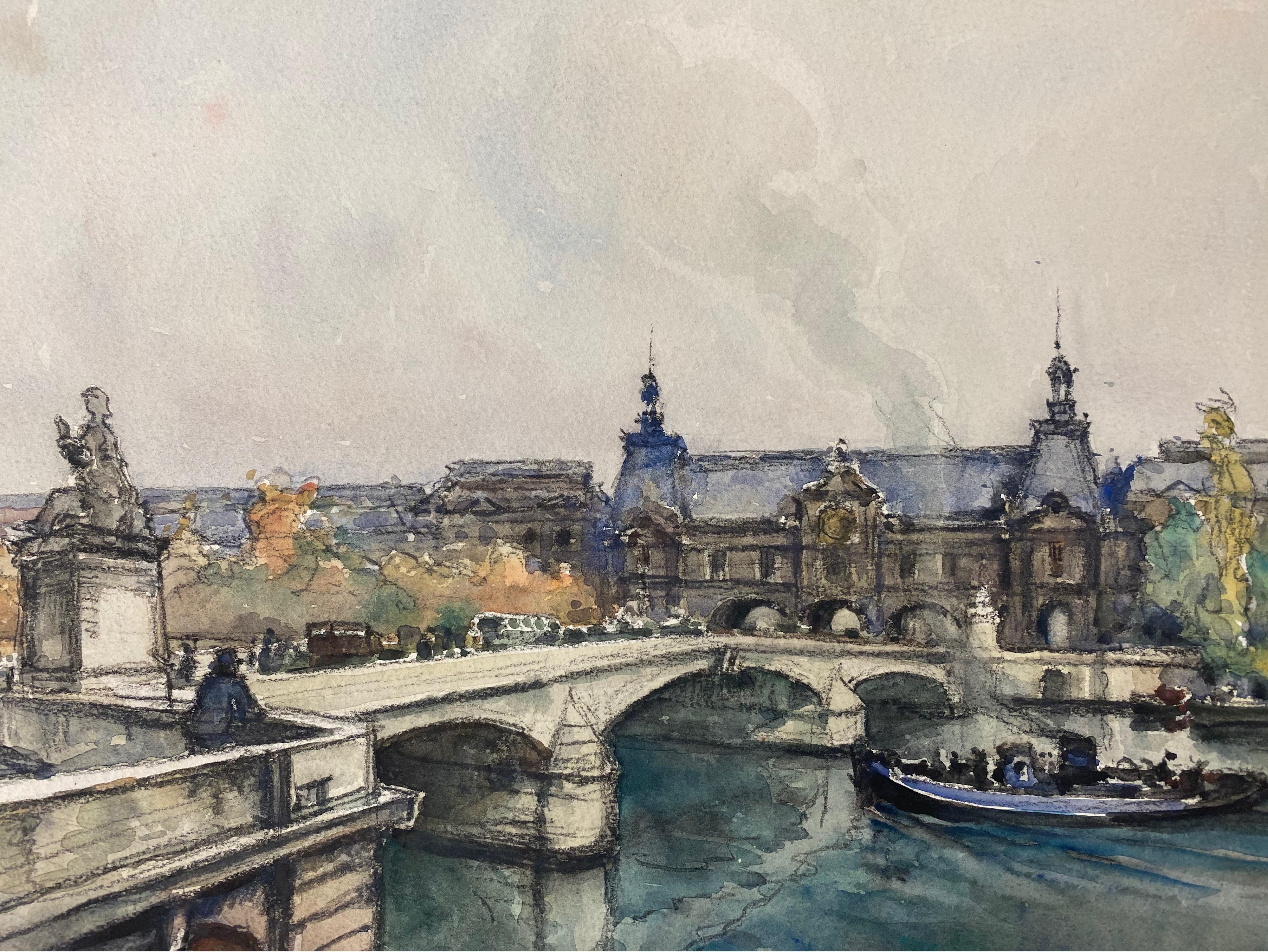Ecole de Paris Mid 20th Century, A Scene by The River Seine 