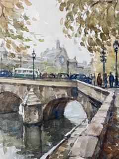 Ecole de Paris Mid 20th Century, Parisian Scene River Seine Pont