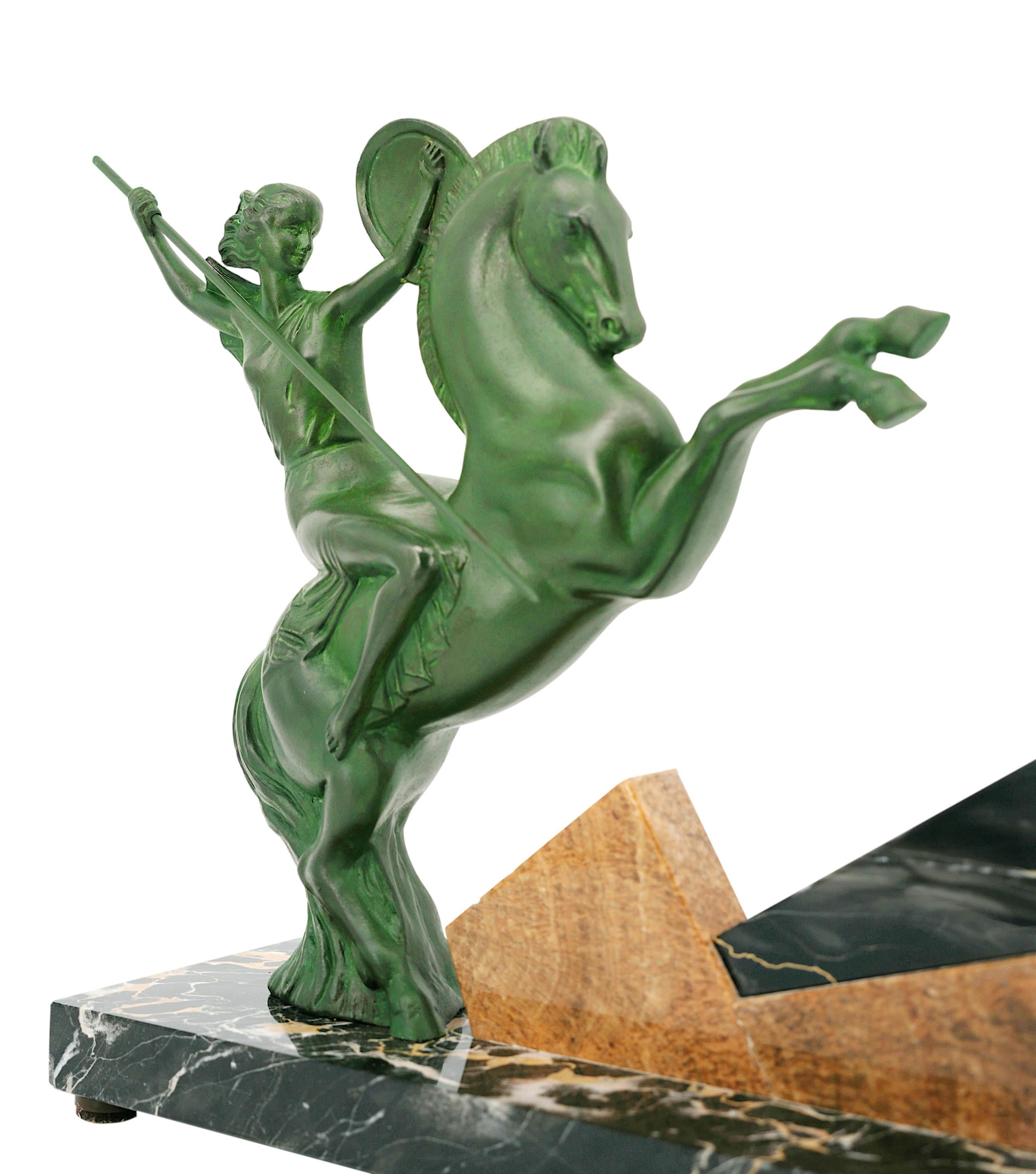 Early 20th Century Henri Molins-Balleste French Art Deco Walkyrie Sculpture 1925 For Sale