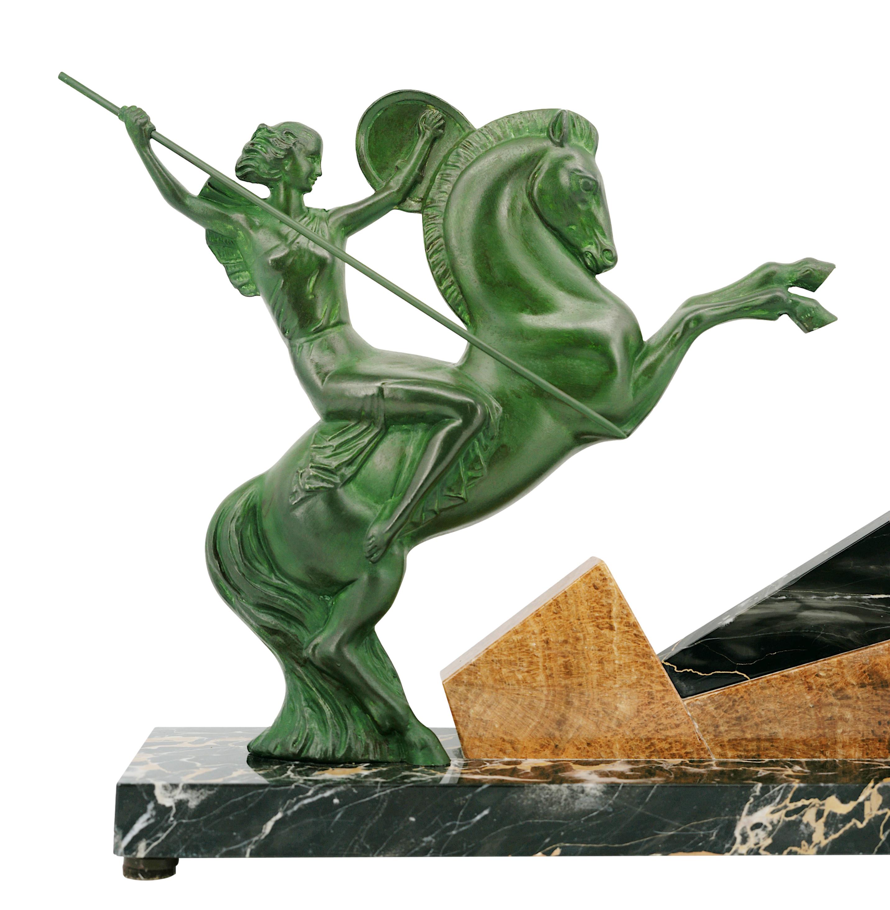 Onyx Henri Molins-Balleste French Art Deco Walkyrie Sculpture 1925 For Sale