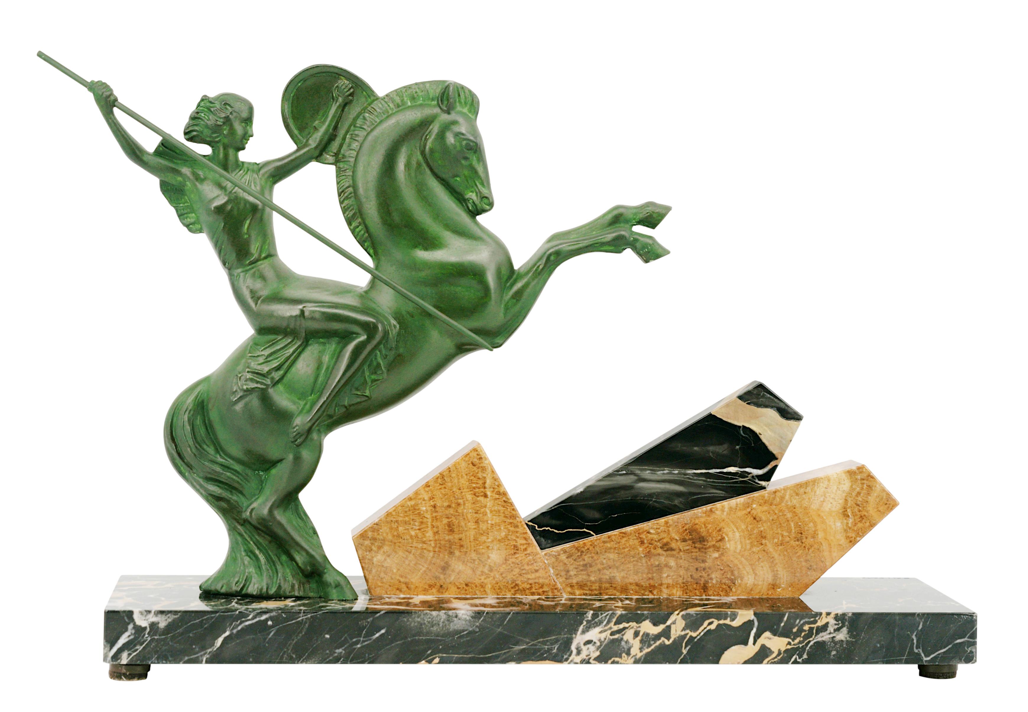 Onice Henri Molins-Balleste Scultura Walkyrie Art Deco francese 1920 in vendita