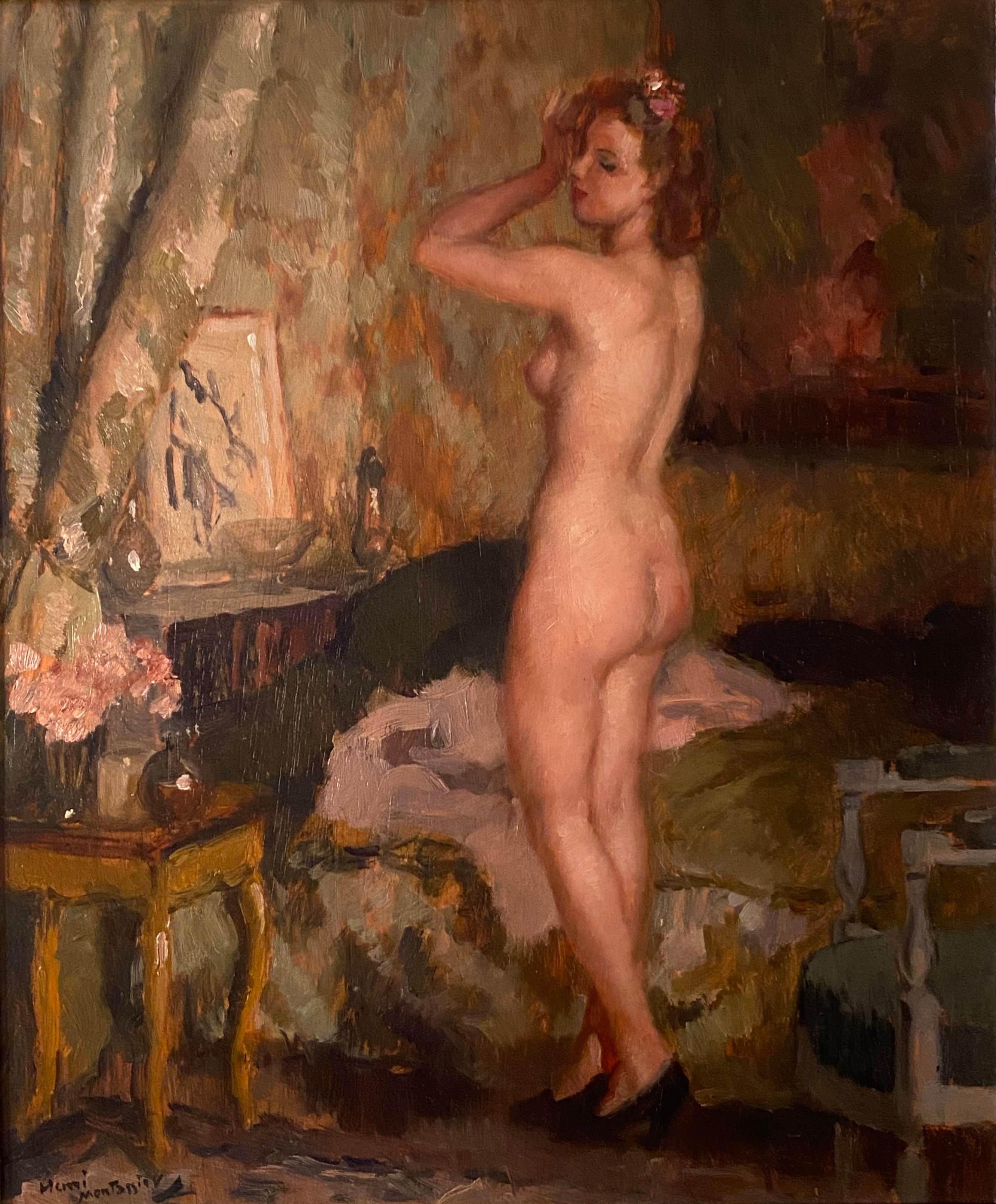 Nu Feminin – Painting von Henri Montassier