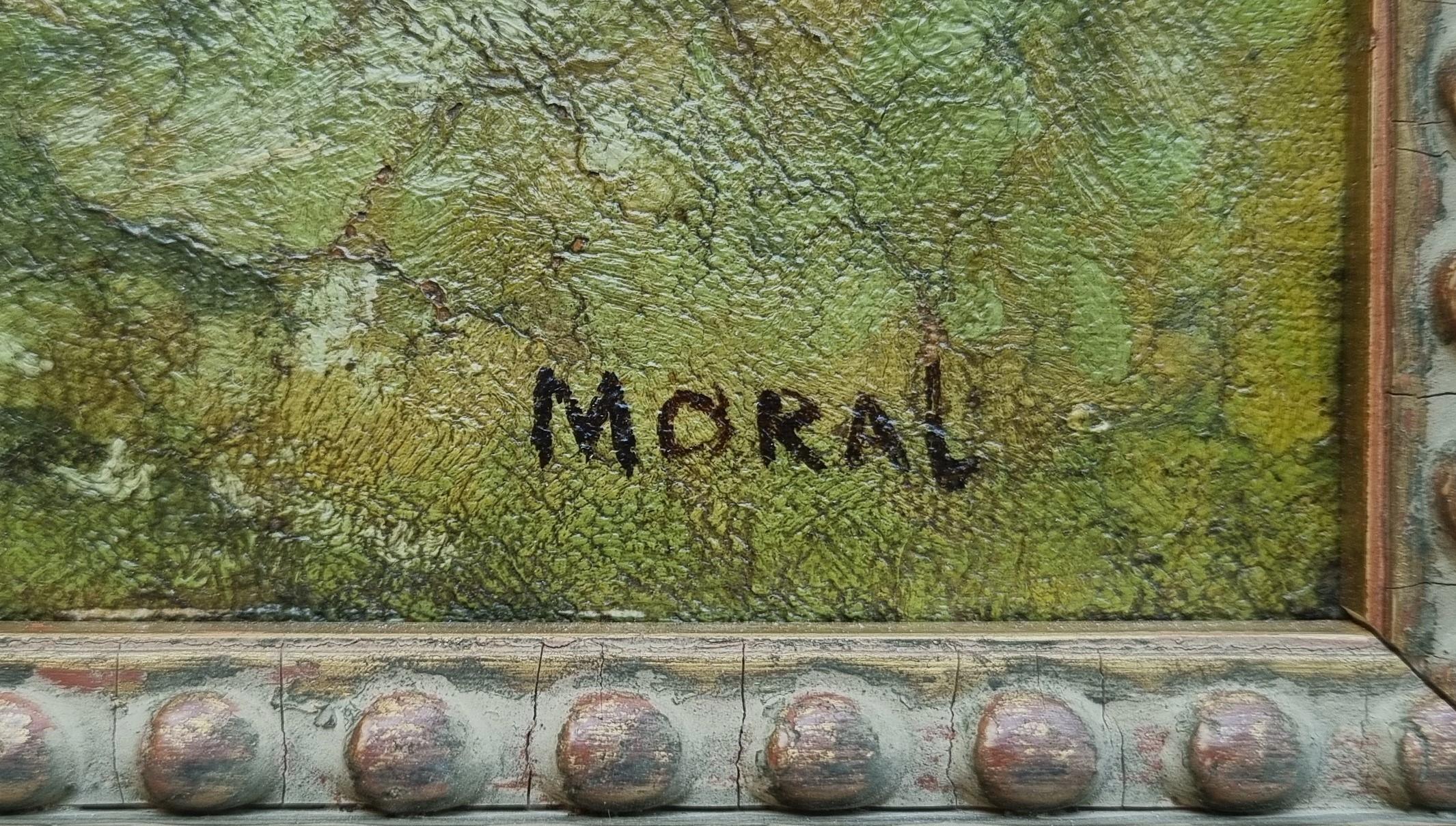 Gemälde Französische naturalistische Landschaft Kühe und Bäume Henri MORAL 19. Jahrhundert im Angebot 4