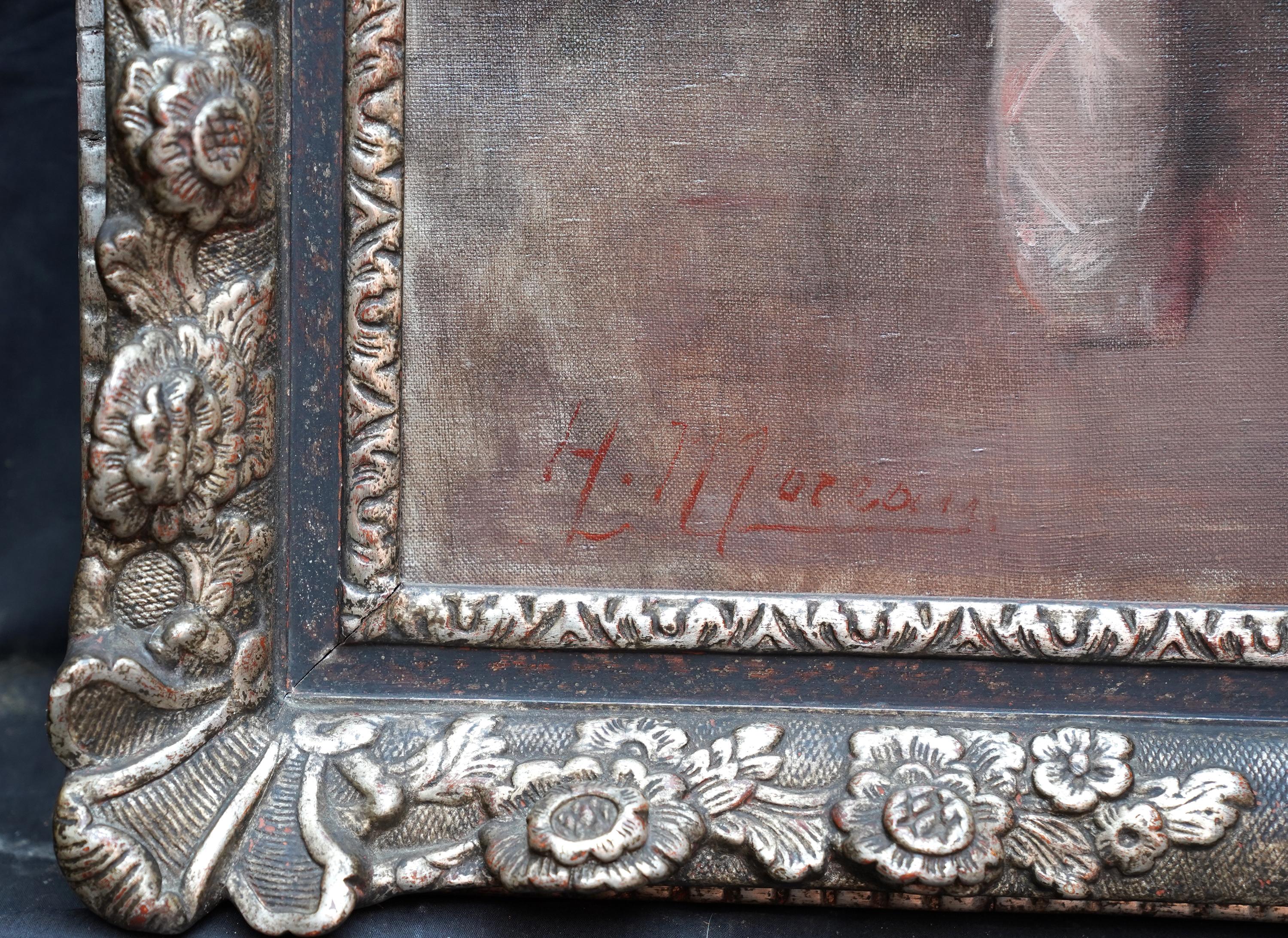 Bailarinas poniéndose los zapatos - Pintura al óleo de arte impresionista francés ballet en venta 7