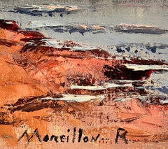 "See und Berge" von Henry Moreillon - Öl auf Leinwand - 50,5x65,5cm