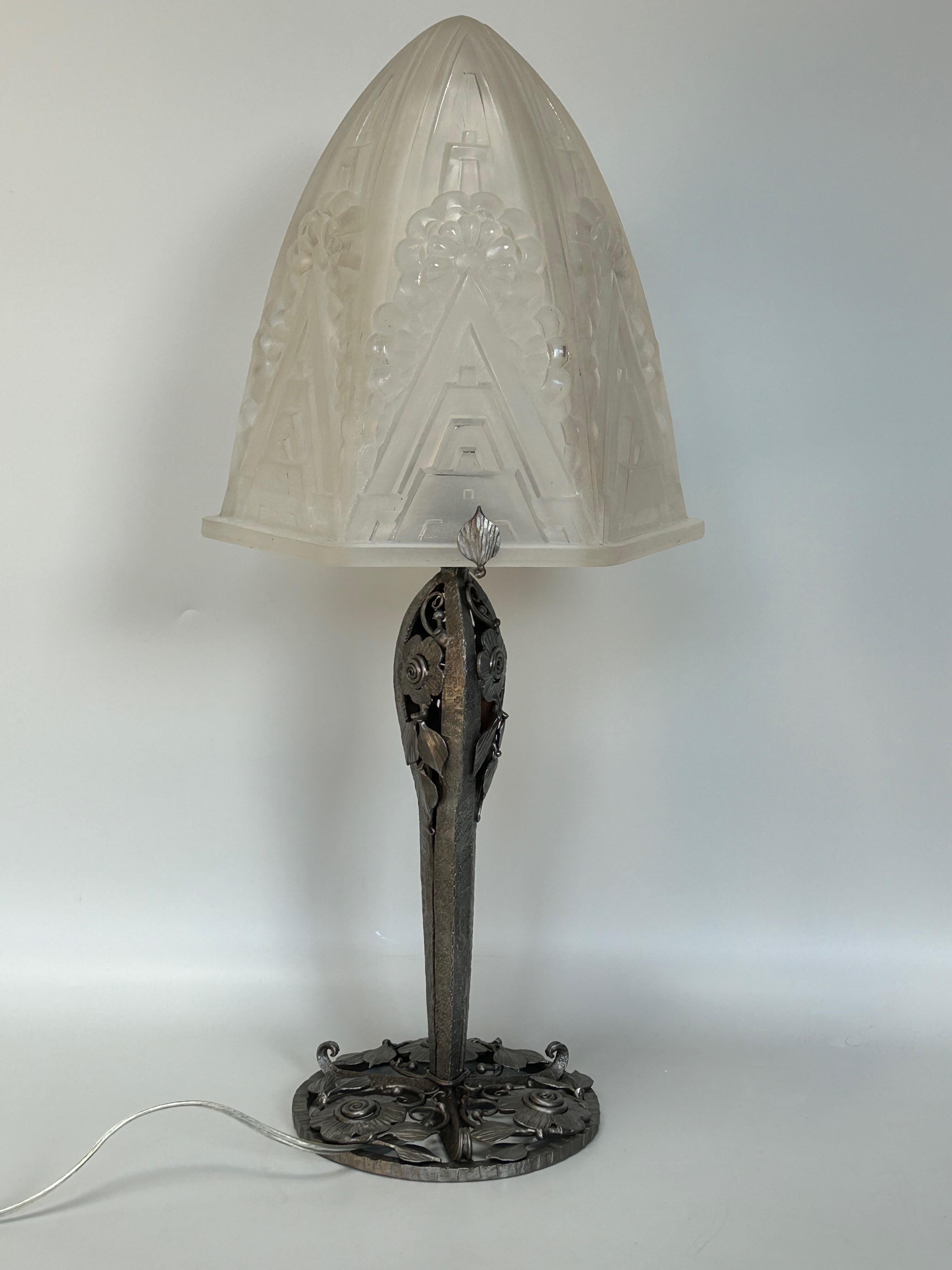 20th Century Henri Mouynet Art Deco Lamp For Sale