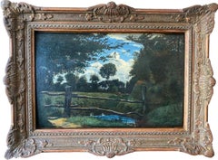 The River Gate at Dusk: Corot friend and student Barbizon landscape pre Brazil