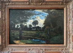 The River Gate at Dusk: Corot friend and student Barbizon landscape pre Brazil