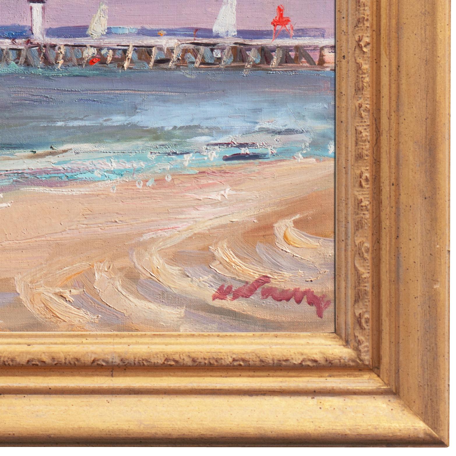 'Sailing off Trouville', Brittany Coast, French Impressionist Oil, Benezit For Sale 1