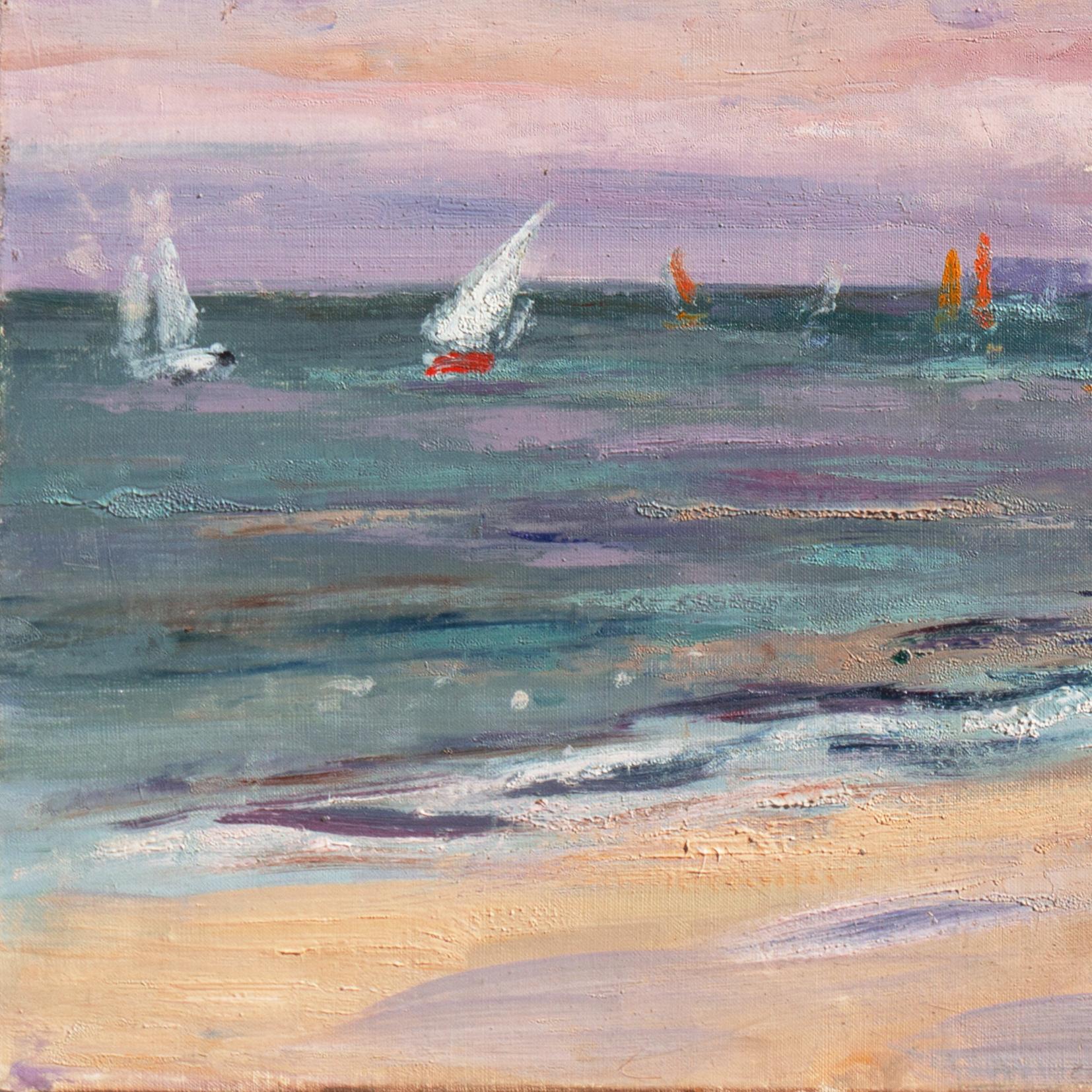 'Sailing off Trouville', Brittany Coast, French Impressionist Oil, Benezit For Sale 3