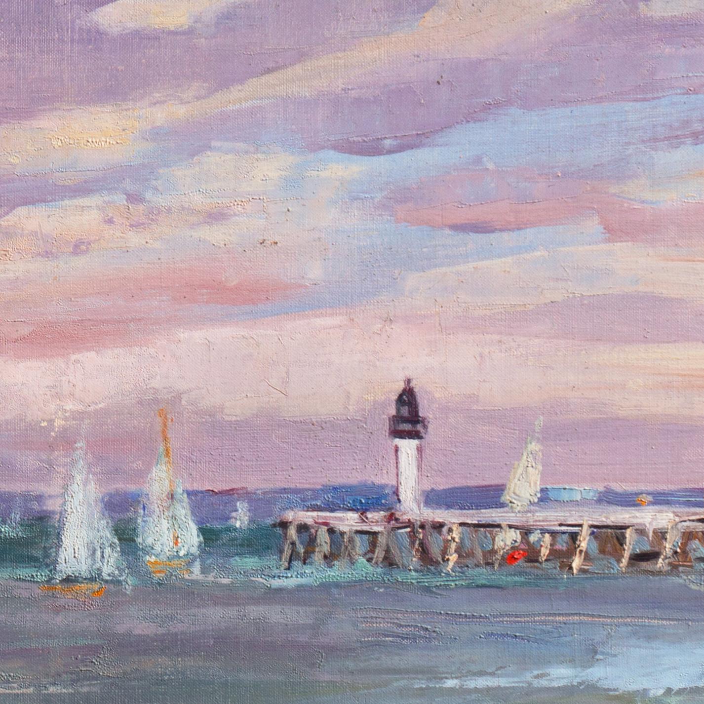 Vela al largo di Trouville', Costa della Bretagna, Olio impressionista francese, Benezit in vendita 5