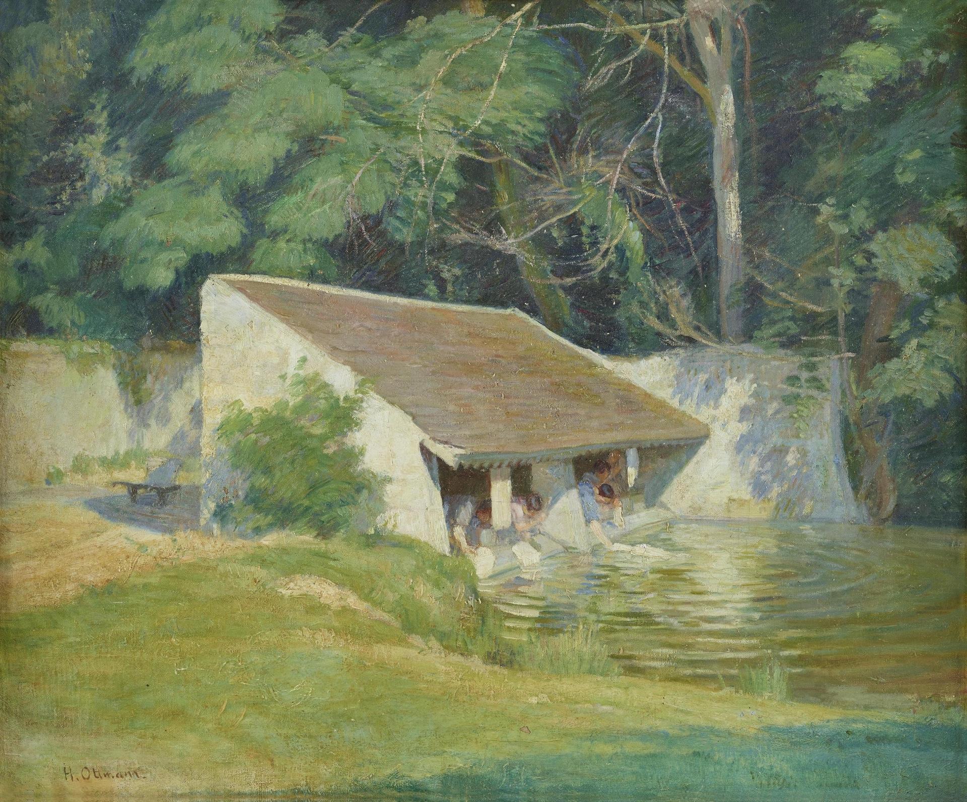 Les Lavandières (The Washerwomen) - Painting by Henri Ottmann