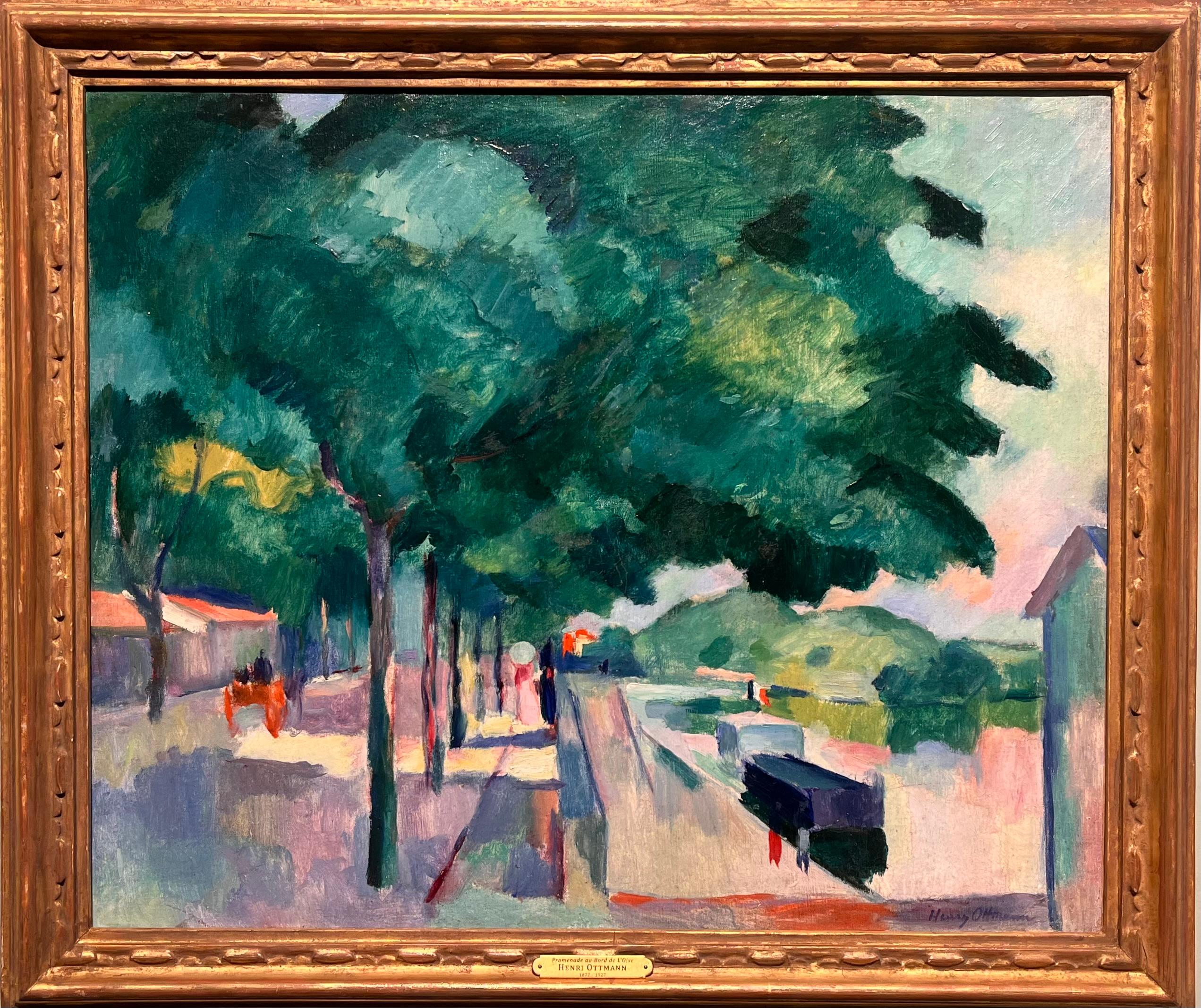 Promenade au Bord de L'Oise (Promenade on the Banks of the Oise) – Painting von Henri Ottmann