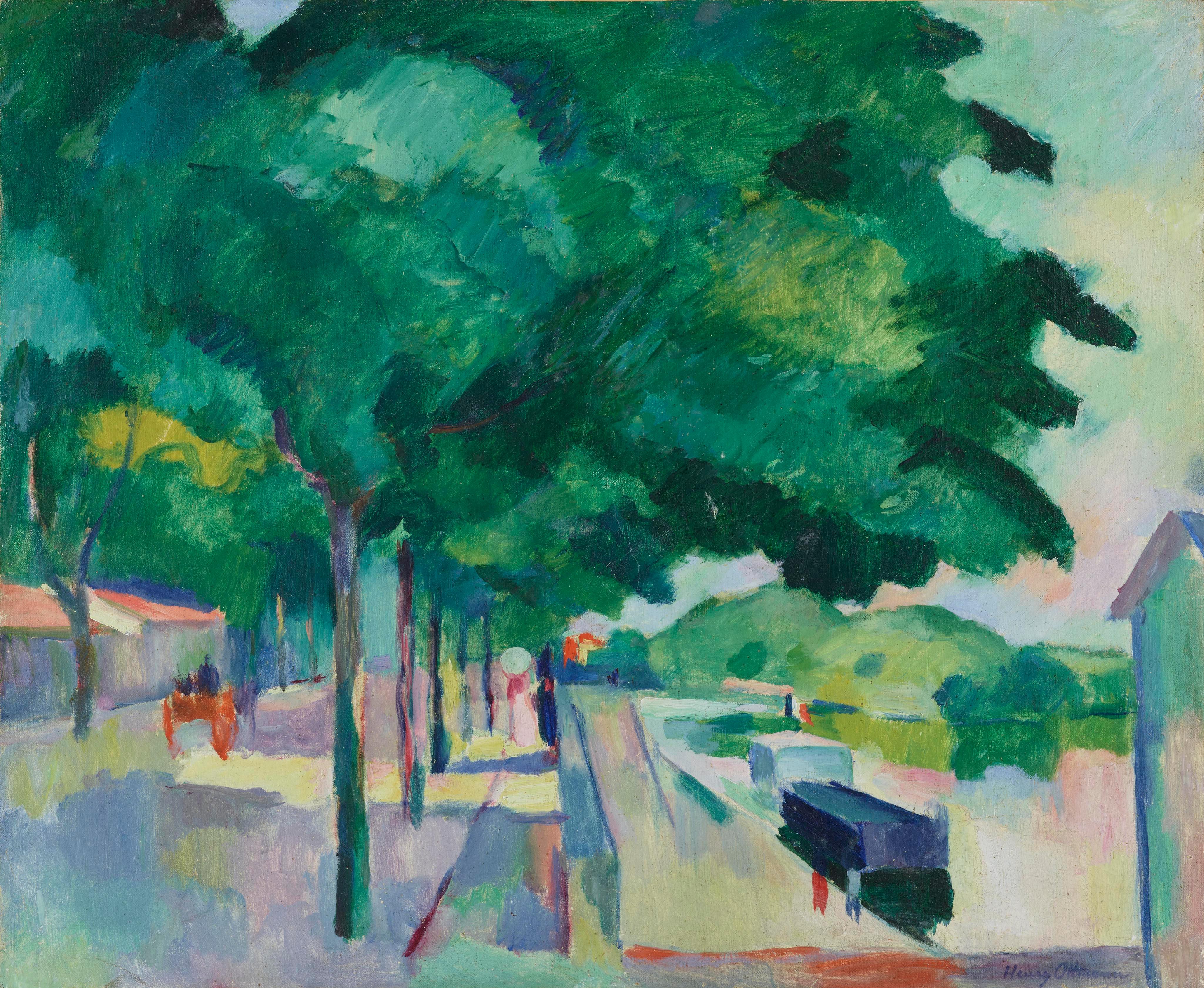 Henri Ottmann Landscape Painting – Promenade au Bord de L
Oise (Promenade on the Banks of the Oise)