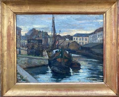 Sunrise Over A Fishing Port French Impressionist Art Nouveau period oil