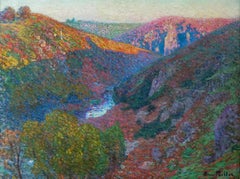 Peinture impressionniste française du 19e siècle « Paysage de la Creuse »